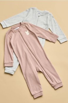 Набір бавовняних дитячих комбінезонів на блискавці 2 pack - кавовий