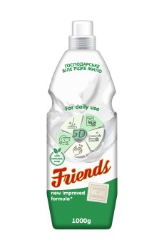 Хозяйственное белое жидкое мыло Друг Friends White Liquid Laundry Soap, 1 л