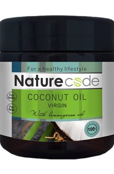 Натуральное кокосовое масло для тела Nature Code Coconut Oil Virgin с эфирным маслом лемонграса, 140 мл