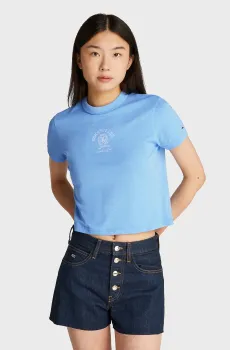 Женская голубая футболка Голубой XS Tommy Jeans DW0DW20317