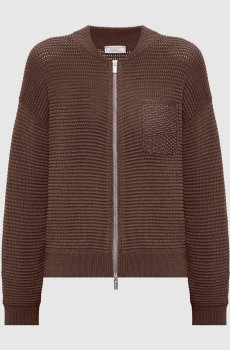 Коричневый кардиган с цепочкой мониль