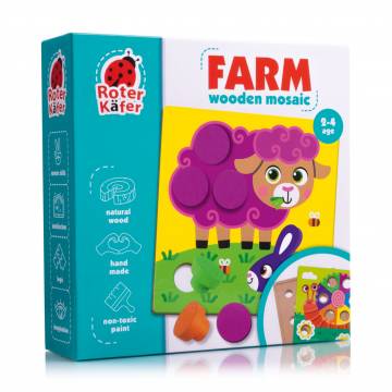 Настольная игра Roter Kafer Деревянная мозаика с основой Ферма, 22 элемента, от 2 лет (RW4220)
