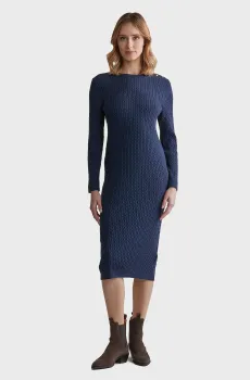 Женское темно-синее платье MINI CABLE KNIT DRESS Синий L Gant 4502079