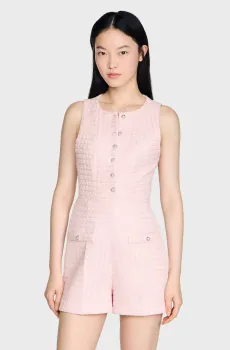 Женские пудровые твидовые шорты Розовый 40 Sandro SFPSH00595_Pink