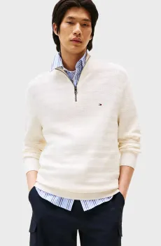 Мужская белая кофта STRIPE STRUCTURE ZIP Белый XL Tommy Hilfiger MW0MW39536