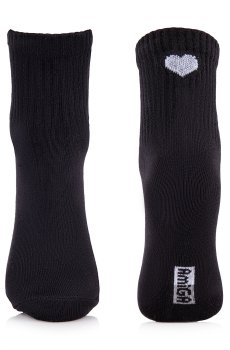 Носки женские AmiGA средние, спортивные, черные с сердцем, размер 23-25