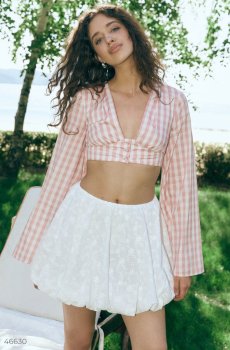 Молочна спідниця міні з прошви