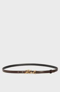 Женский темно-коричневый кожаный ремень K SIGNATURE SM BUCKLE BELT Коричневый 65 Karl Lagerfeld 241W3105