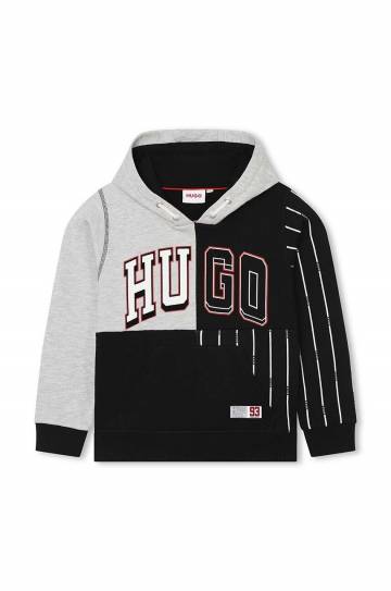 Детская кофта HUGO цвет серый с капюшоном узор Детская кофта HUGO цвет серый с капюшоном узор