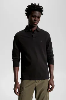 Мужское черное поло 1985 REGULAR LS POLO Черный S Tommy Hilfiger MW0MW20183