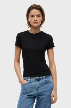 Женская черная футболка SLIM C-NECK Черный L Tommy Jeans DW0DW20459