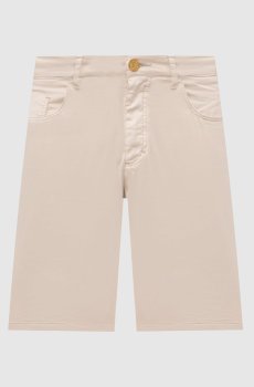 Бежевые шорты с вышивкой логотипа монограммы