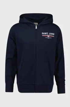 Мужское темно-синее худи GRAPHIC FULL ZIP HOODIE Синий XL Gant 2067041