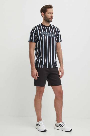 Хлопковая футболка Puma SQUAD мужская цвет чёрный узорный 678973 Хлопковая футболка Puma SQUAD мужская цвет чёрный узорный 678973