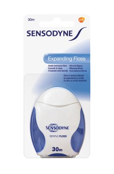Объемная зубная нить Sensodyne для деликатной чистки зубов и десен, 30 м