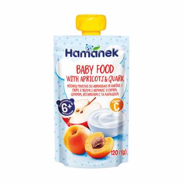 Детское фруктове пюре Hamanek Яблоко с абрикосом и творогом, от 6 месяцев, 120 г (пауч) Детское фруктове пюре Hamanek Яблоко с абрикосом и творогом, от 6 месяцев, 120 г (пауч)