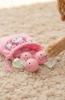 Набір мішечок і м’ячики для кота Hello Kitty 5 штук - пастельний рожевий