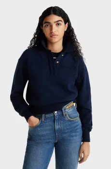 Женская темно-синяя спортивная кофта GOLD BTN POLO Синий L Tommy Hilfiger WW0WW44081