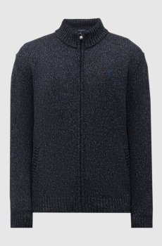 Синий кардиган с шерстью мериноса и шелком