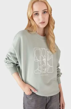 Женский мятный свитшот EMBROIDERED AW OVERSIZED CN Ментоловый S Calvin Klein Jeans J20J223540