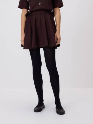 Reserved - Мініспідниця з воланом - темно коричневий - YT113-89X