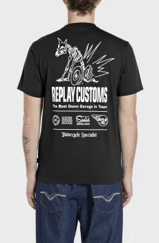 Мужская черная футболка Черный XXL Replay M3345 .000.2660