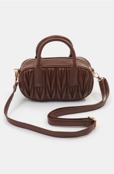 Стьобана сумка з екошкіри з довгим ремінцем - бежевий