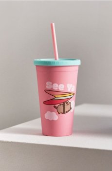 Багаторазовий стакан з соломинкою Pusheen the Cat - різнобарвний
