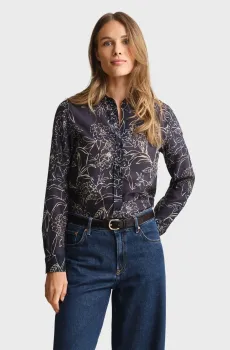 Женская темно-синяя рубашка с узором FLORAL Синий 38 Gant 4300662