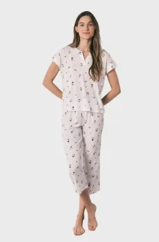 Женская белая пижама с узором (топ, брюки) Hello Kitty Белый XS womensecret 3133503