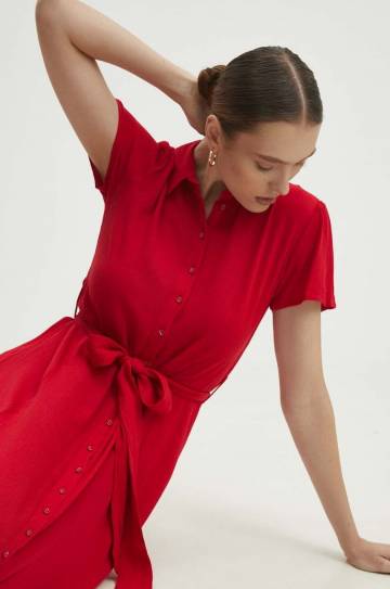 Платье Answear Lab цвет красный maxi расклешённая Платье Answear Lab цвет красный maxi расклешённая