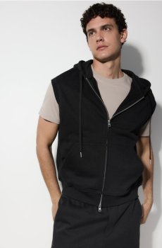Reserved - Жилет із каптуром - чорний - 546EF-99X