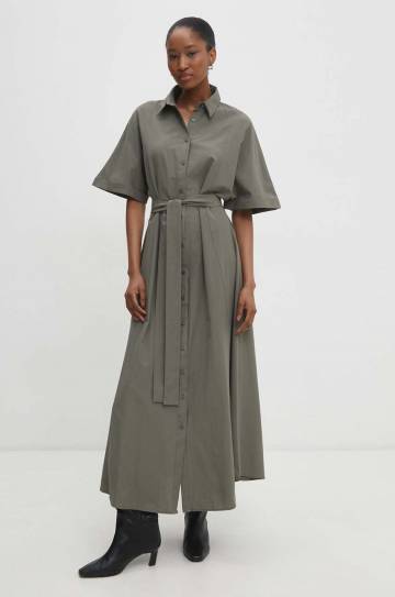 Платье Answear.LAB цвет зелёный maxi расклешённая