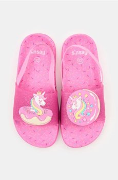 Капці з 3D елементами - фуксія