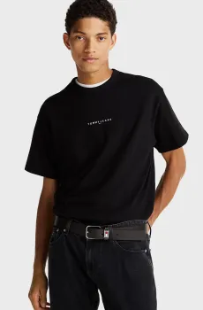 Мужская черная футболка TJM RLX LINEAR LOGO TEE EXT Черный M Tommy Jeans DM0DM21110