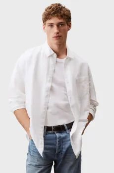 Мужская белая льняная рубашка REGULAR Белый M Calvin Klein K10K114488