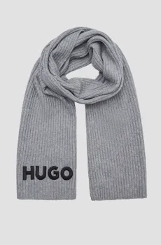 Мужской серый шерстяной шарф Серый ONESIZE HUGO 50527826;034