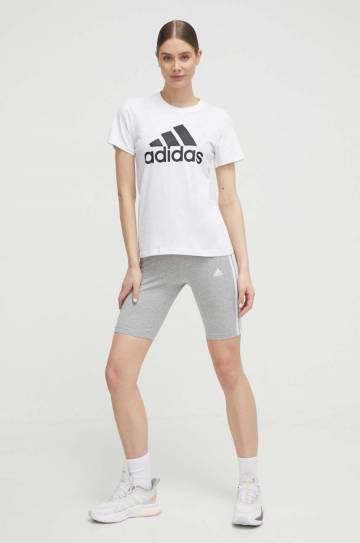 Хлопковая футболка adidas цвет белый Хлопковая футболка adidas цвет белый