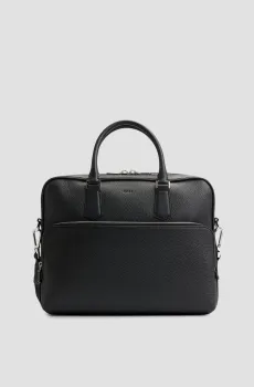 Мужская черная кожаная сумка для ноутбука Черный ONESIZE BOSS 50529293;001