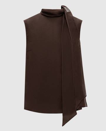 Коричневый топ из шелка