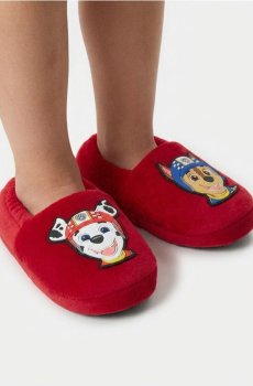 Плюшеві капці з гумовими нашивками PAW Patrol - червоний