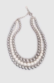 Серые многослойные бусы