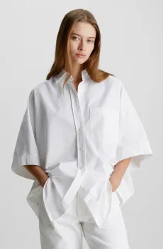 Женская белая рубашка OVERSIZE SS COTTON Белый 34 Calvin Klein K20K206596