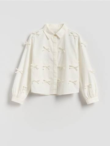 Reserved - Коротка сорочка з бантами - кремовий - 438FW-01X