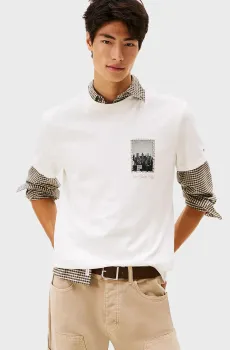 Мужская белая футболка PHOTO Белый L Tommy Jeans DM0DM22128