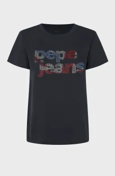 Женская темно-синяя футболка Синий XS Pepe Jeans PL505970