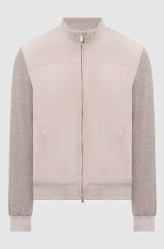 Бежевая комбинированная куртка