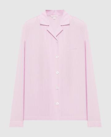 Розовая пижамная рубашка в полоску