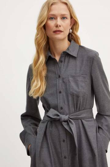 Шерстяное платье Weekend Max Mara цвет серый midi расклешённое 2425226042600 Шерстяное платье Weekend Max Mara цвет серый midi расклешённое 2425226042600