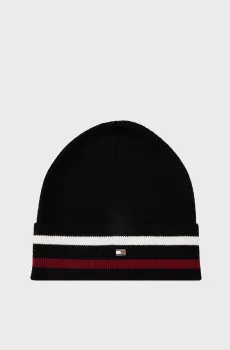Мужская черная шапка ELEVATED WOOL FLAG BEANIE Черный ONESIZE Tommy Hilfiger AM0AM11497
